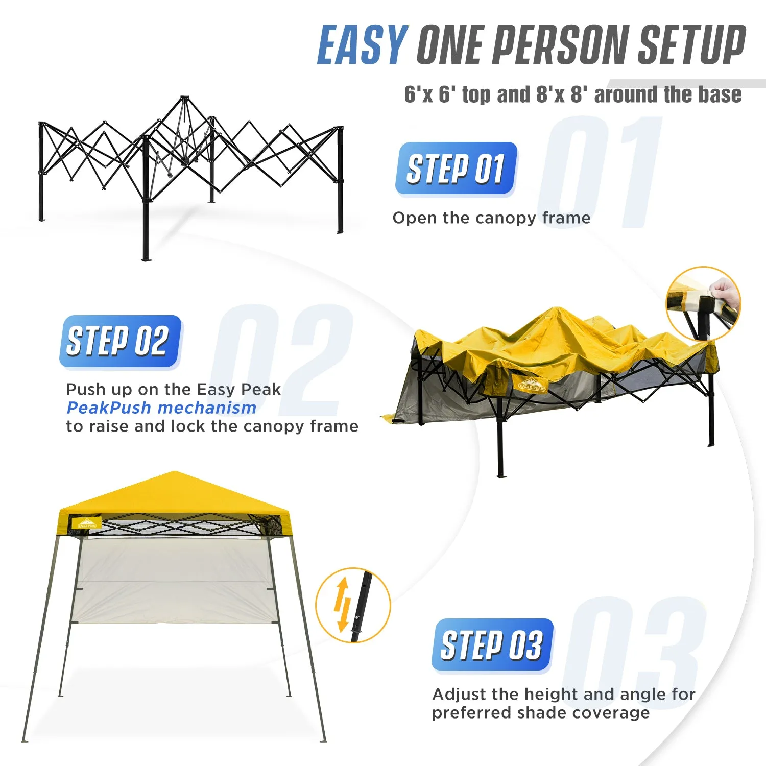 EAGLE PEAK Day Tripper 8x8 Slant Leg Canopy w/ Backpack (36 sqft of Shade)