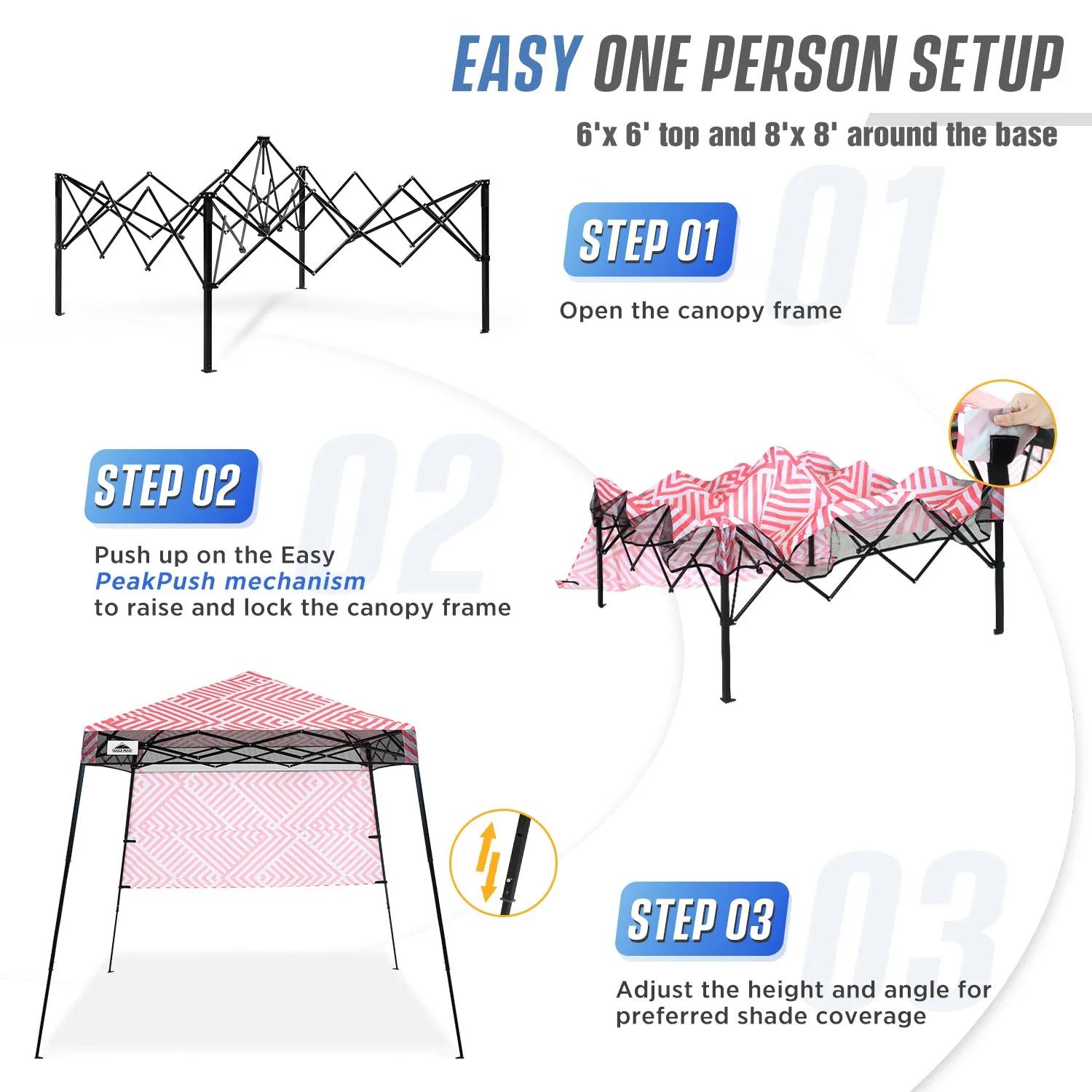 EAGLE PEAK Day Tripper 8x8 Slant Leg Canopy w/ Backpack (36 sqft of Shade)