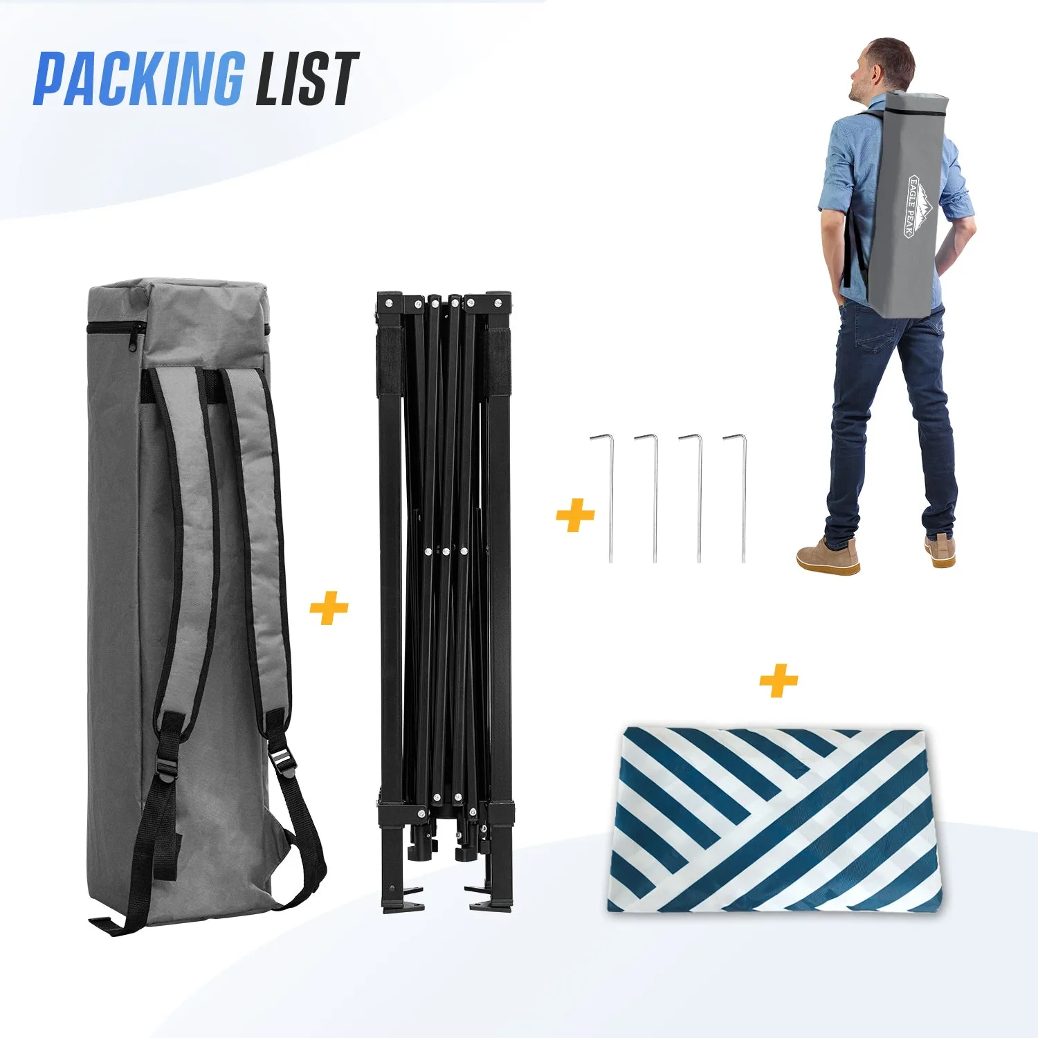 EAGLE PEAK Day Tripper 8x8 Slant Leg Canopy w/ Backpack (36 sqft of Shade)
