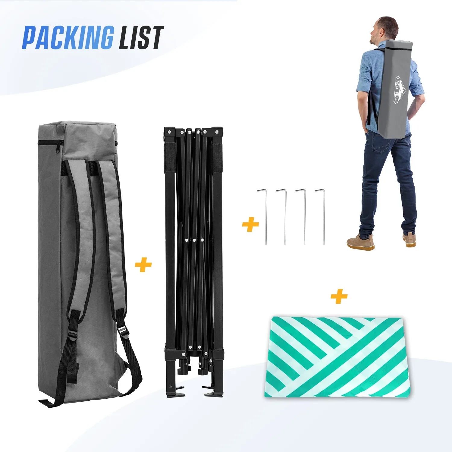EAGLE PEAK Day Tripper 8x8 Slant Leg Canopy w/ Backpack (36 sqft of Shade)
