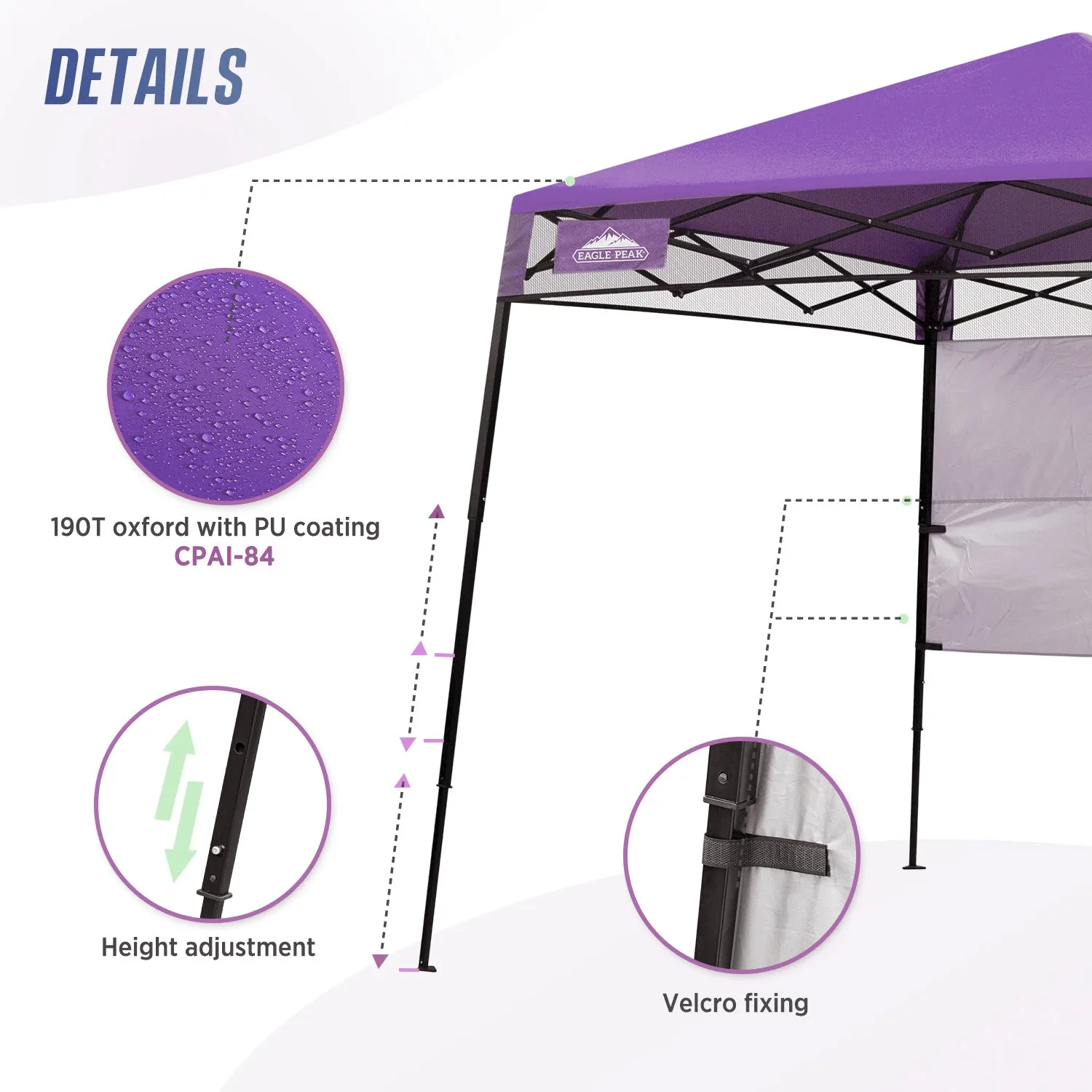 EAGLE PEAK Day Tripper 8x8 Slant Leg Canopy w/ Backpack (36 sqft of Shade)
