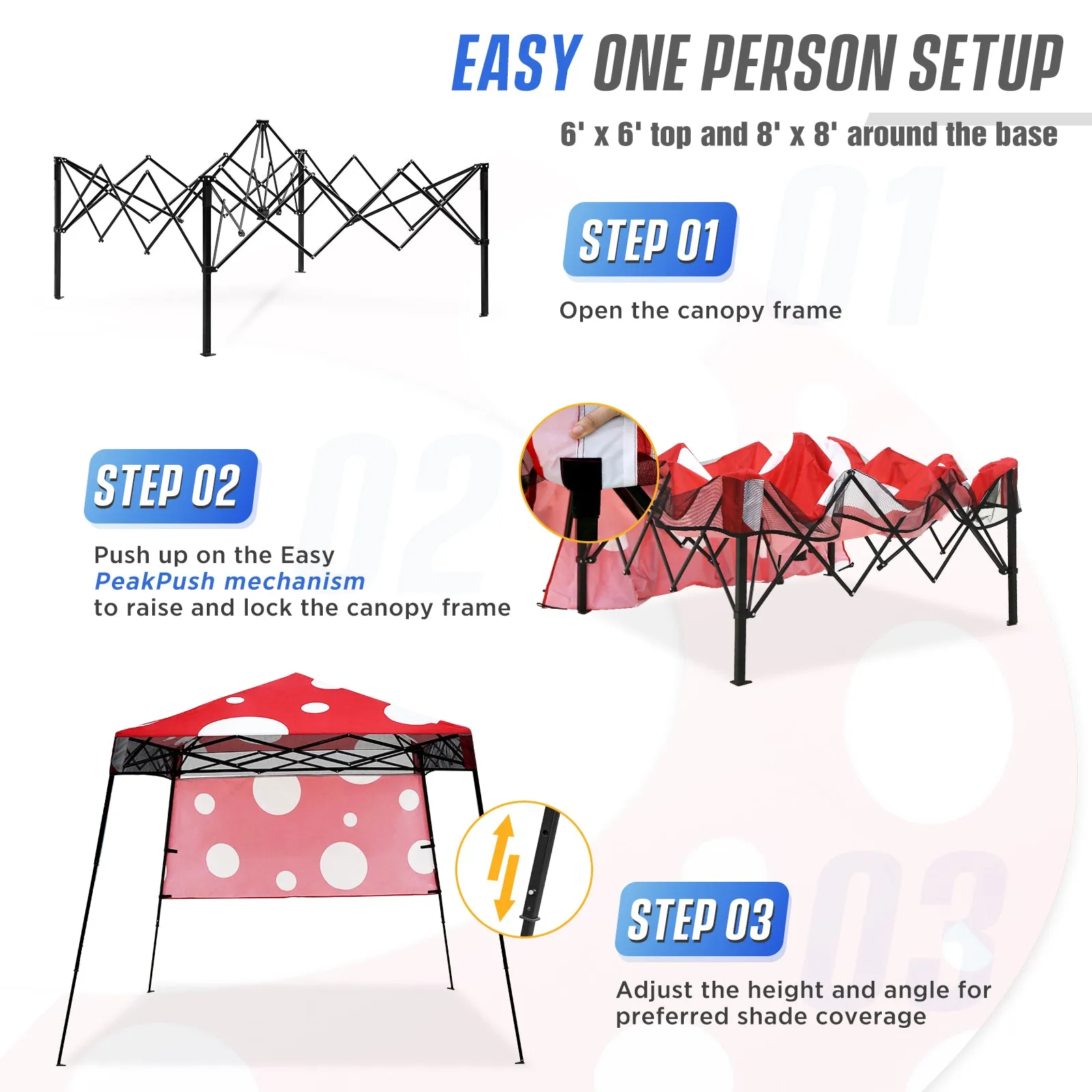 EAGLE PEAK Day Tripper 8x8 Slant Leg Canopy w/ Backpack (36 sqft of Shade)