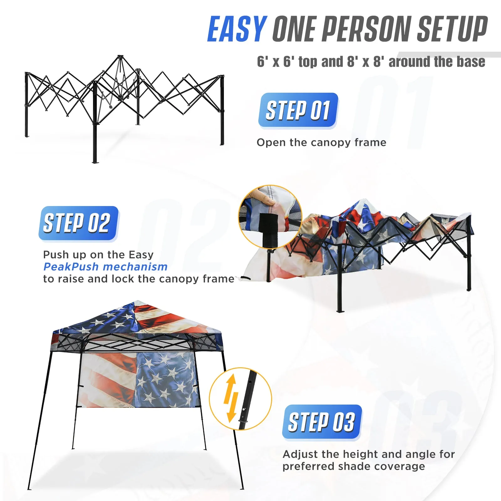 EAGLE PEAK Day Tripper 8x8 Slant Leg Canopy w/ Backpack (36 sqft of Shade)