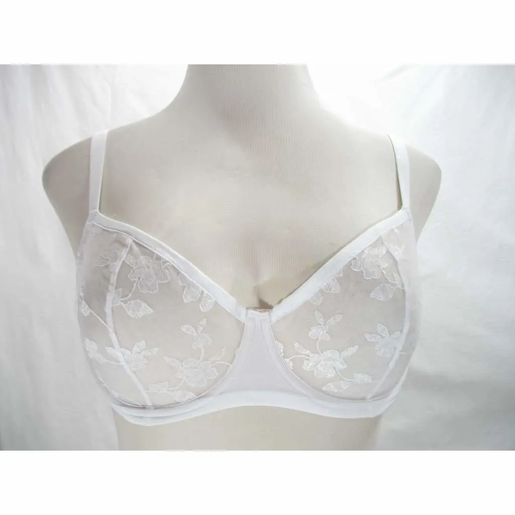 Felina 190013 Sabrina Semi Sheer Lace Demi Underwire Bra 34D White