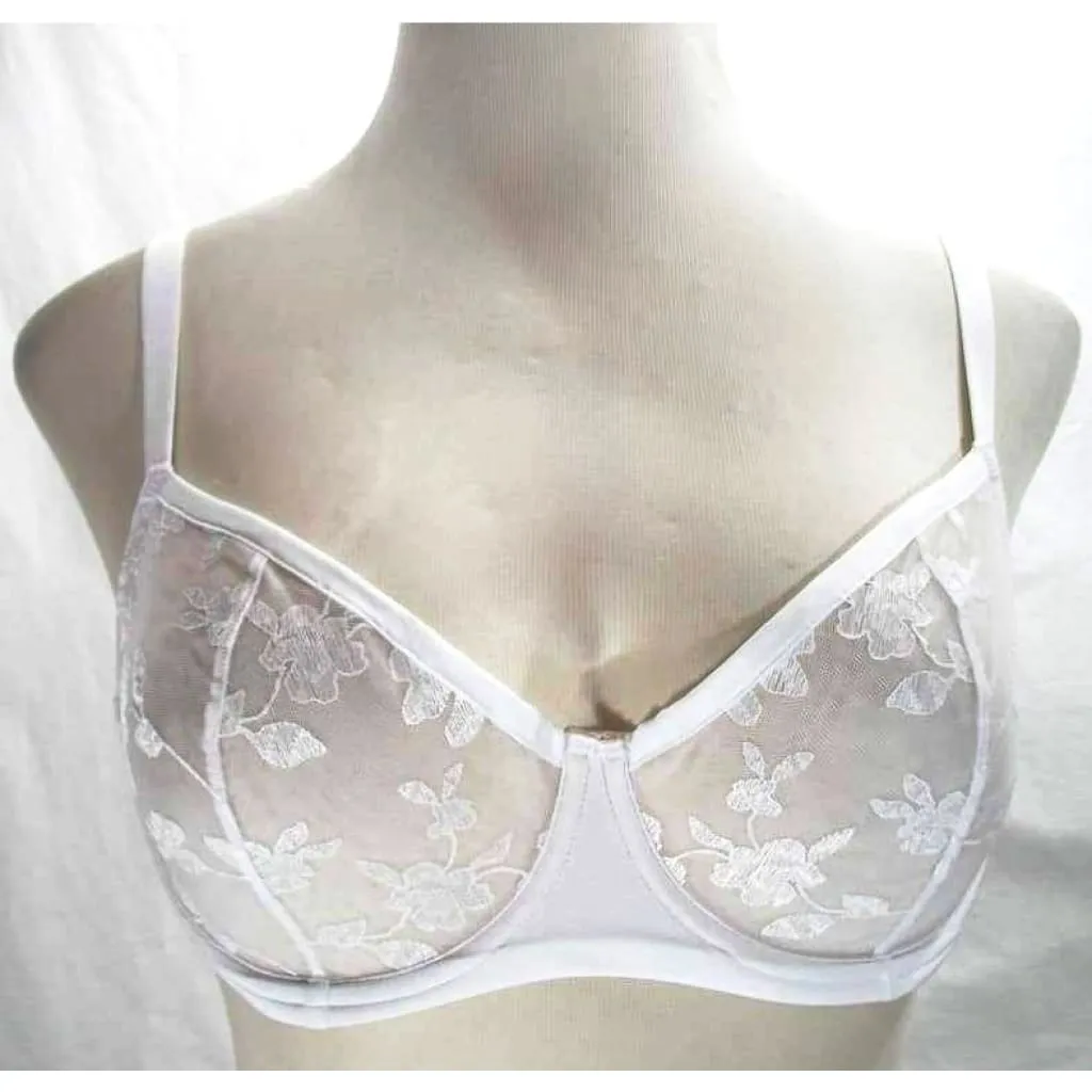 Felina 190013 Sabrina Semi Sheer Lace Demi Underwire Bra 34D White