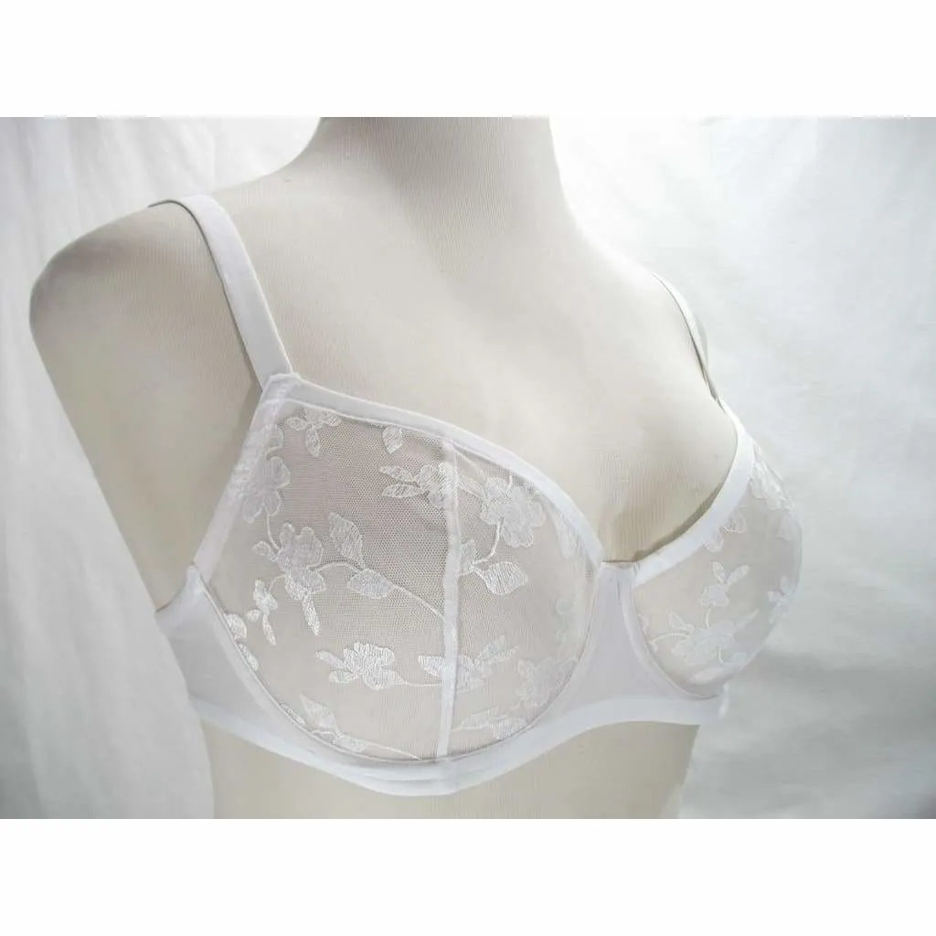 Felina 190013 Sabrina Semi Sheer Lace Demi Underwire Bra 34D White