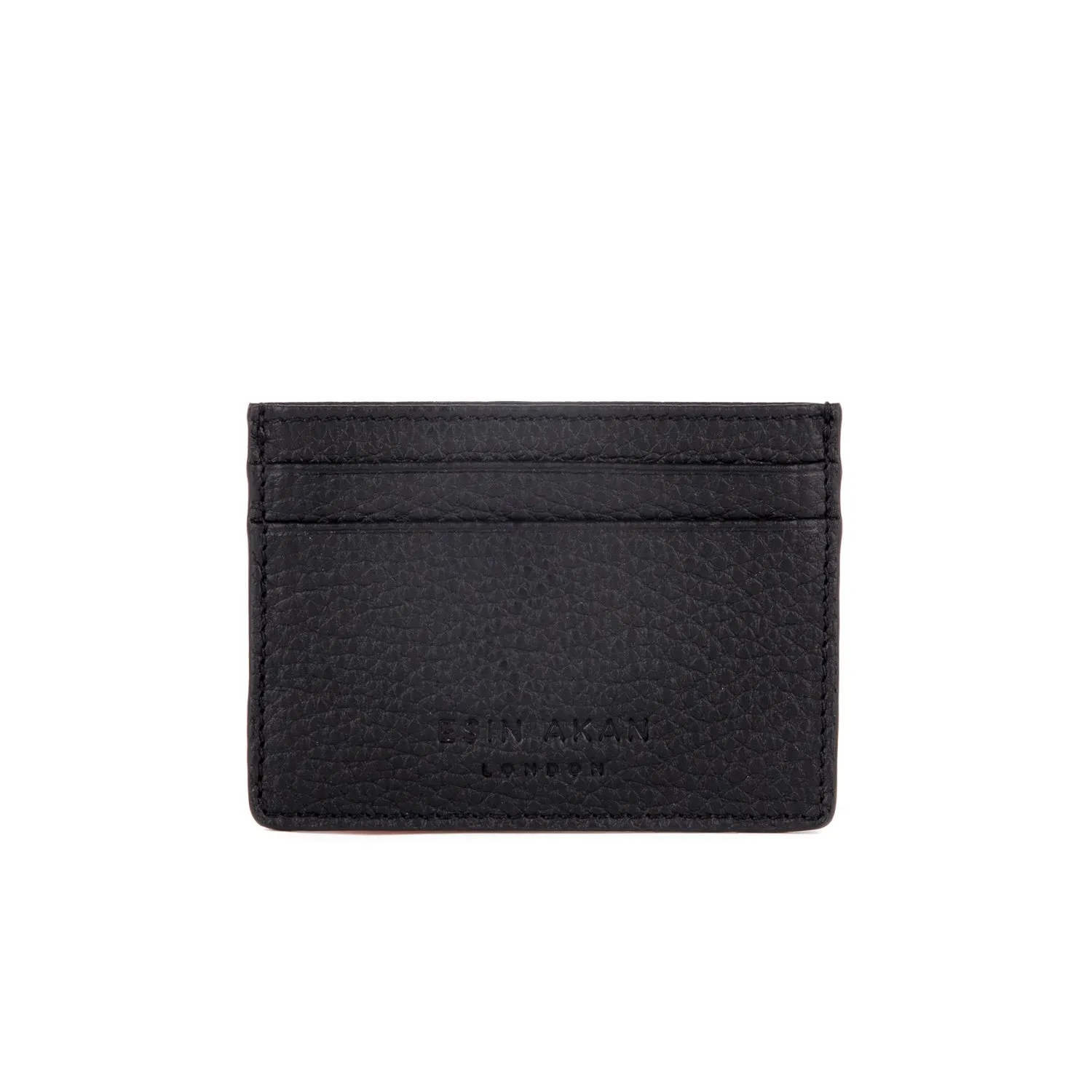 Grace Grainy Leather Card Case, Black