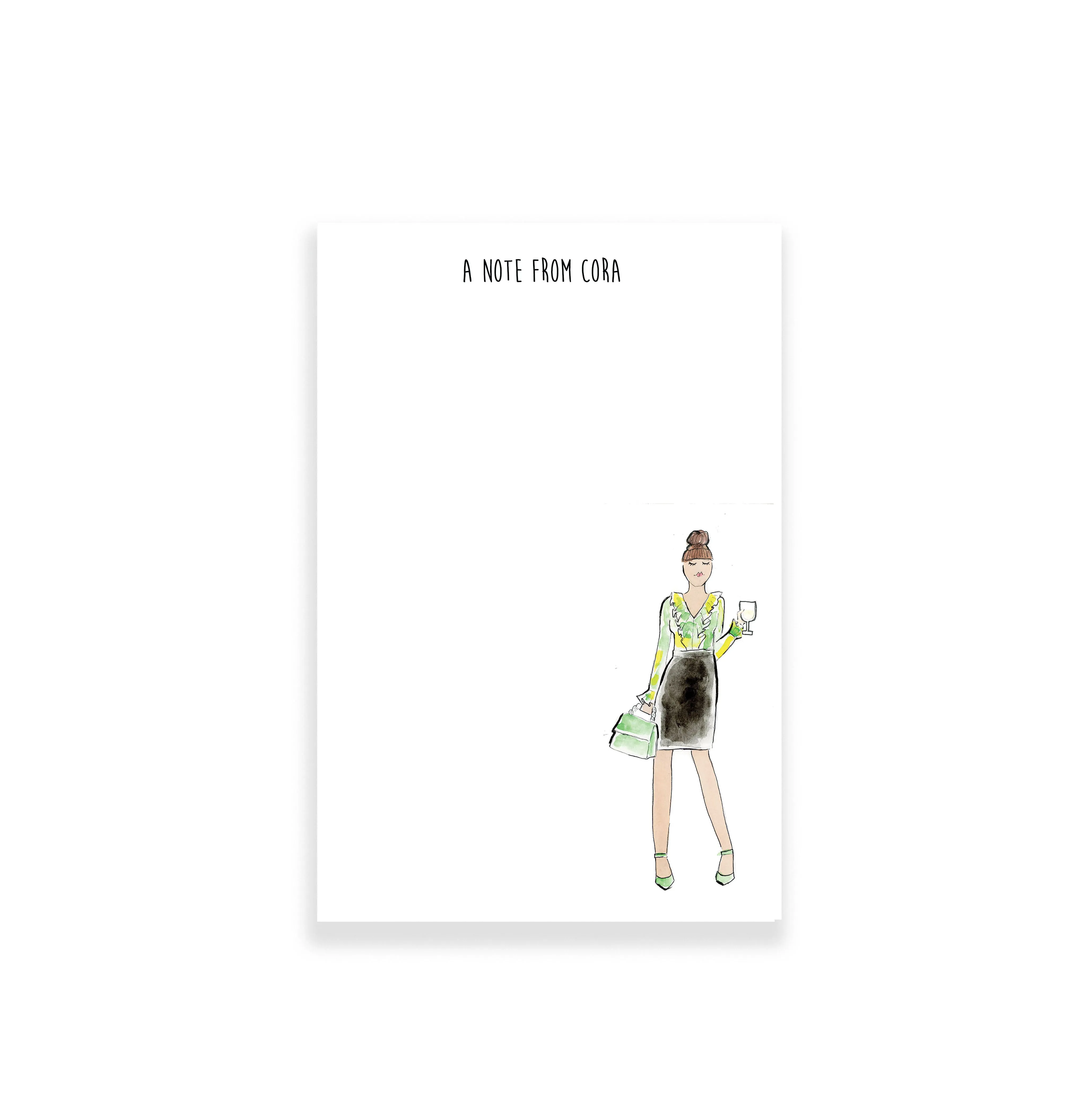 Green Ruffle Blouse Gal Personalized Notepad