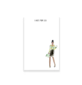 Green Ruffle Blouse Gal Personalized Notepad