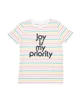 Joy Is My Priority Striped Tee