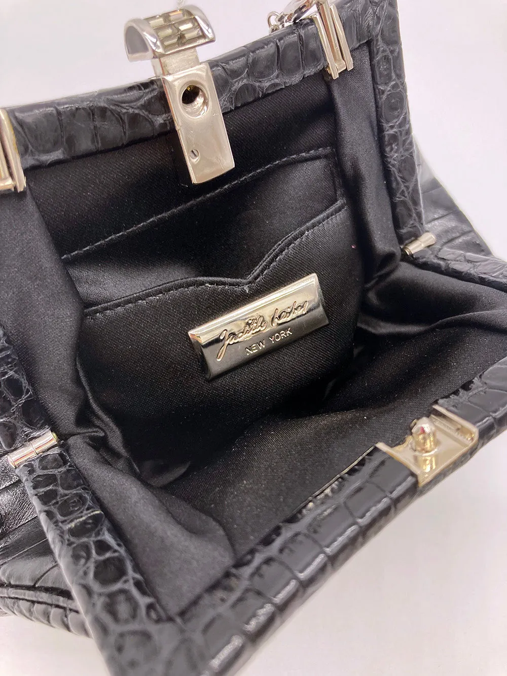 Judith Leiber Black Alligator Mini Evening Bag