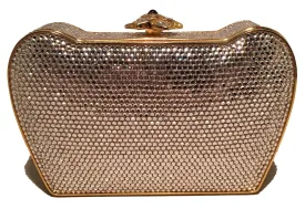 Judith Leiber Clear Swarovski Crystal Flower Top Minaudiere Evening Bag Clutch