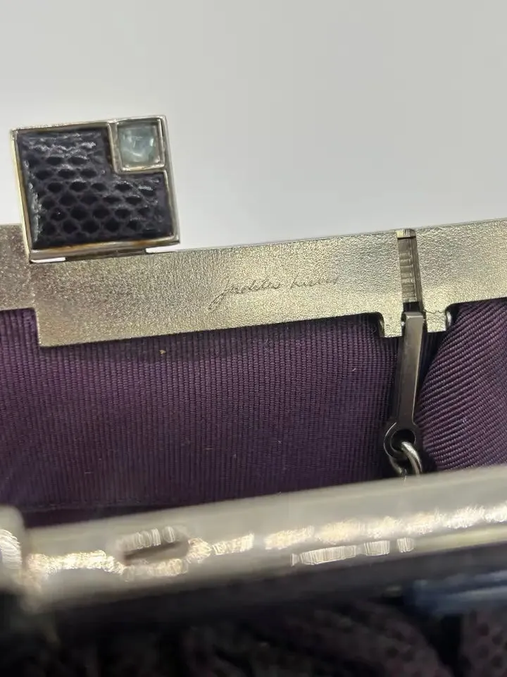 Judith Leiber Dark Purple Lizard Clutch