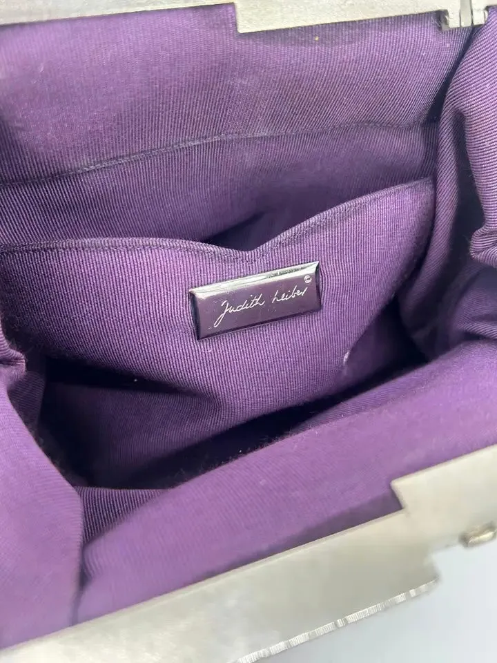 Judith Leiber Dark Purple Lizard Clutch