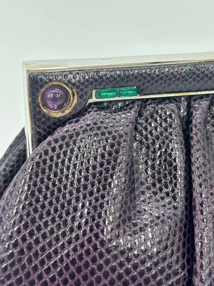 Judith Leiber Dark Purple Lizard Clutch