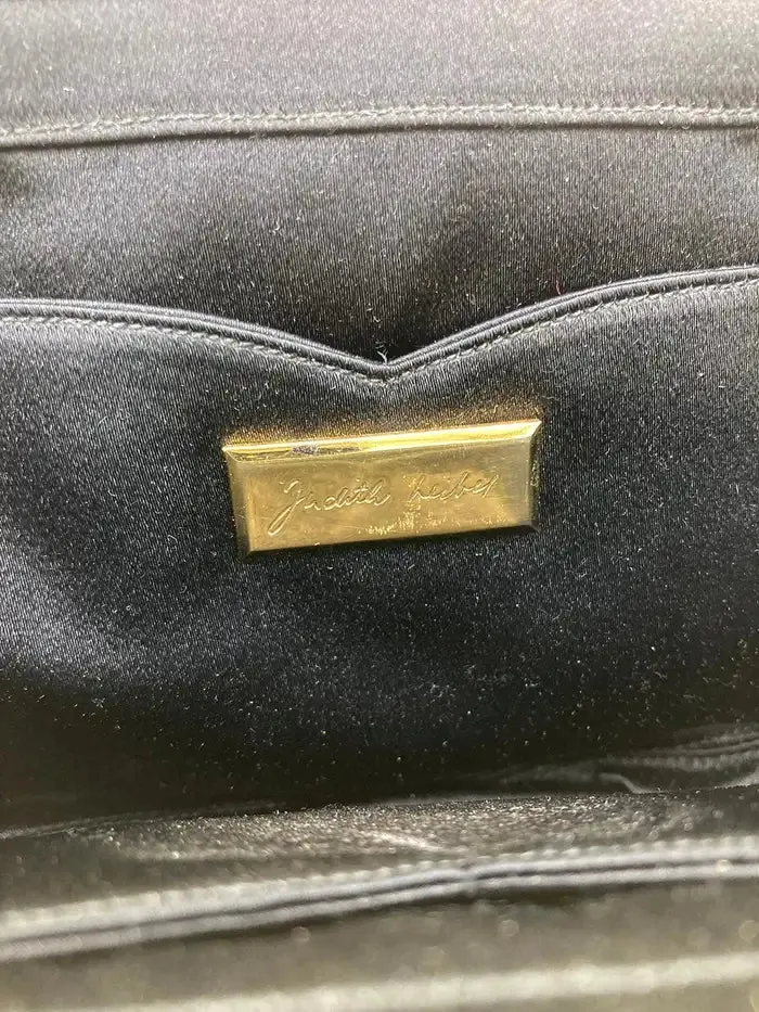 Judith Leiber Navy Blue Lizard Gemstone Top Shoulder Bag