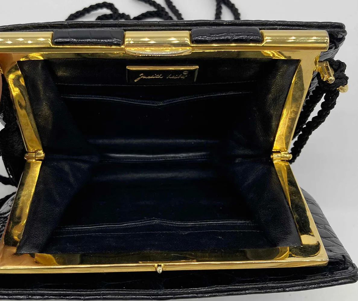 Judith Leiber Vintage Black Alligator Clutch
