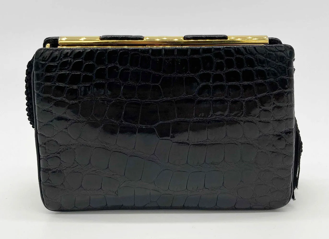 Judith Leiber Vintage Black Alligator Clutch