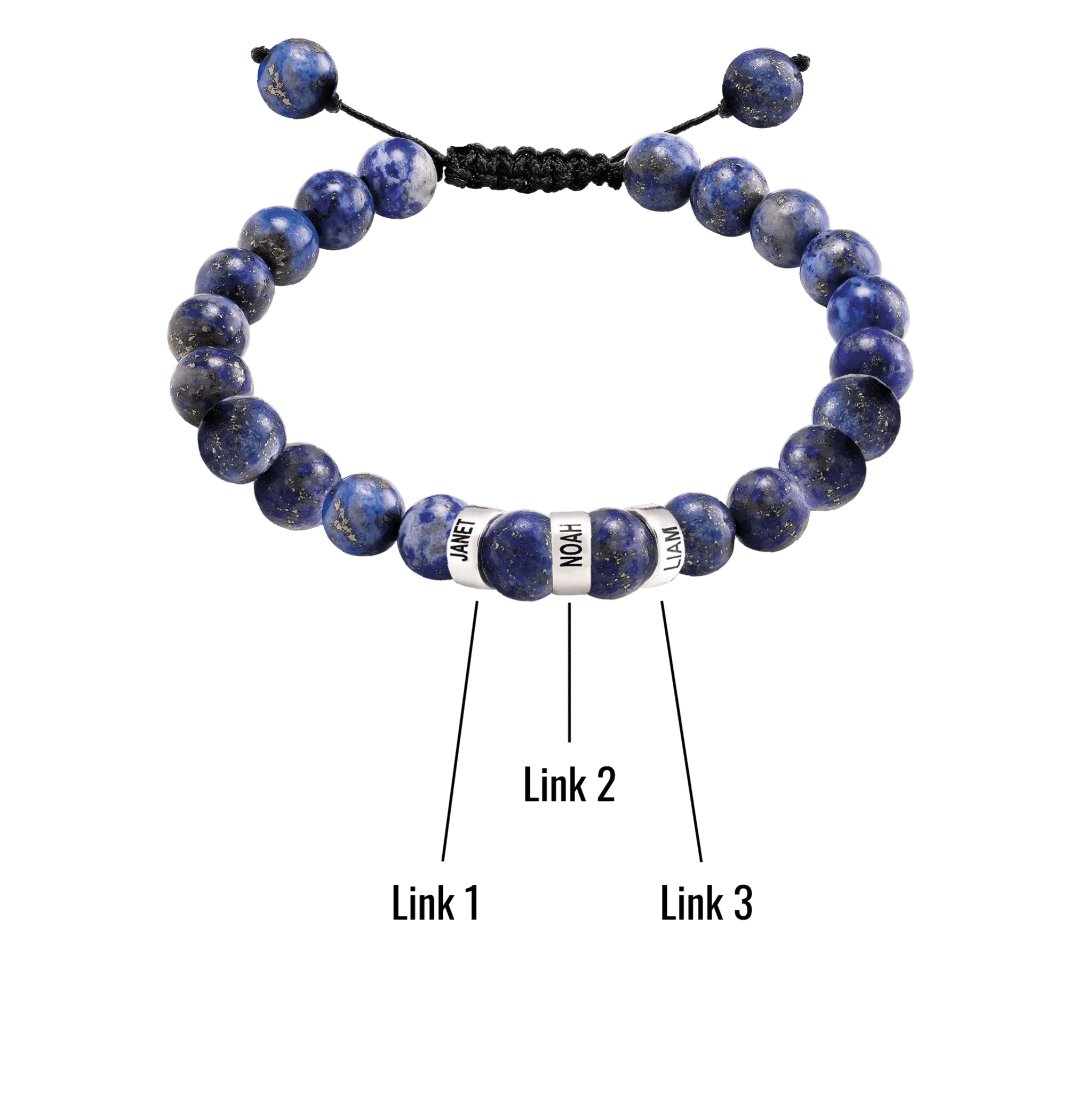Men's Blue Lapis Engravable Bead Bracelet - 14K Yellow Gold