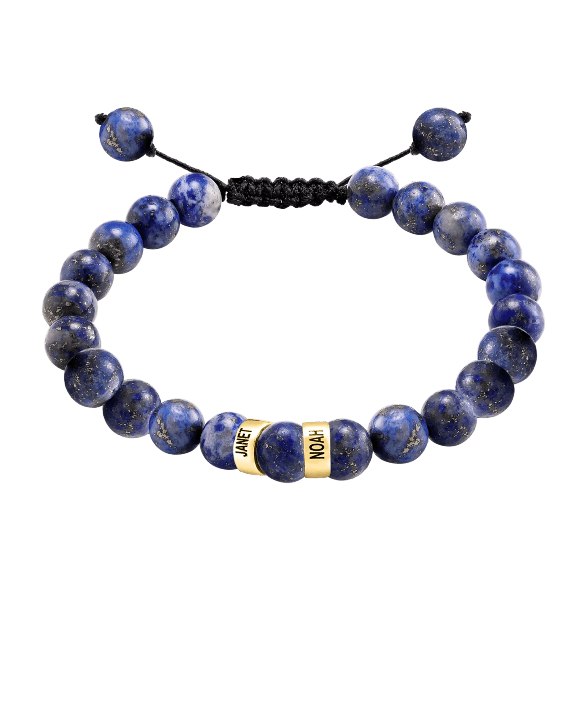 Men's Blue Lapis Engravable Bead Bracelet - 14K Yellow Gold