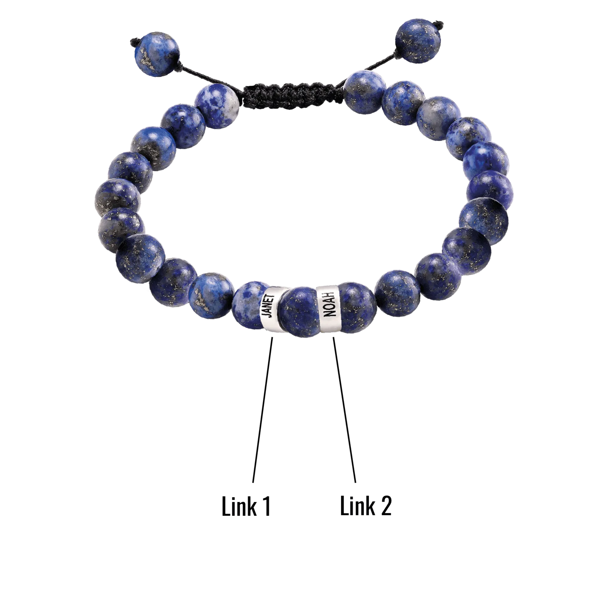 Men's Blue Lapis Engravable Bead Bracelet - 14K Yellow Gold