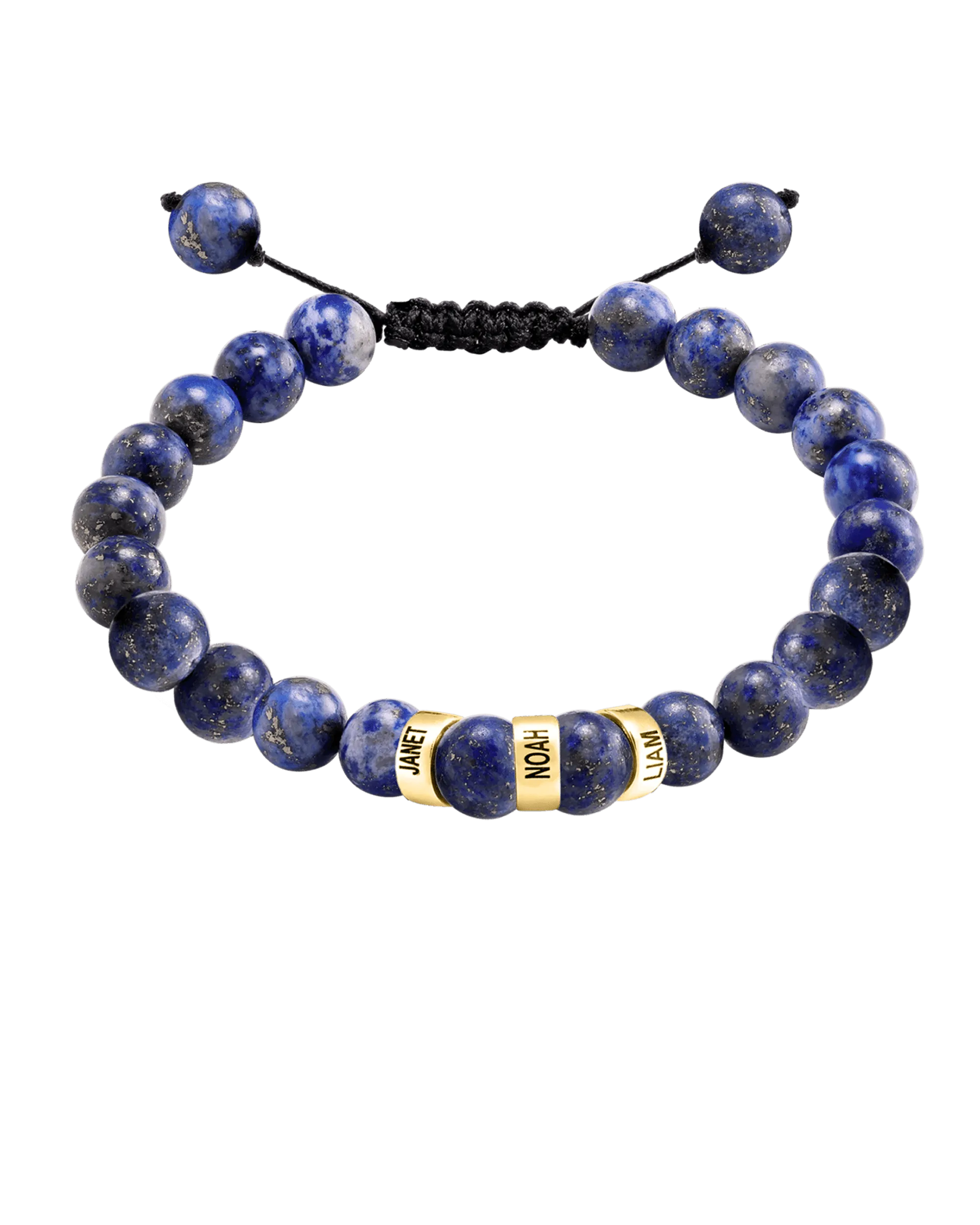 Men's Blue Lapis Engravable Bead Bracelet - 14K Yellow Gold