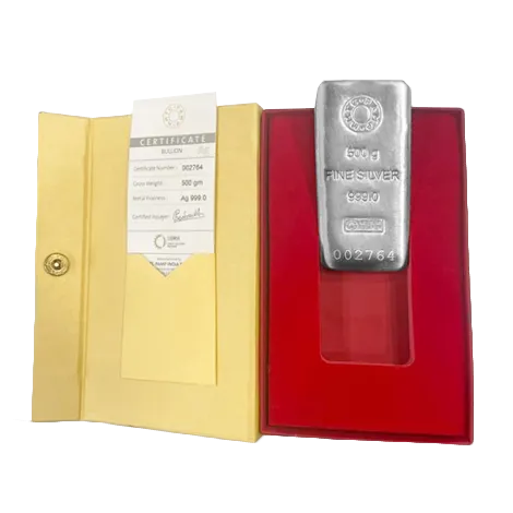 MMTC 500 GM SILVER CASTED BAR 999 PURITY