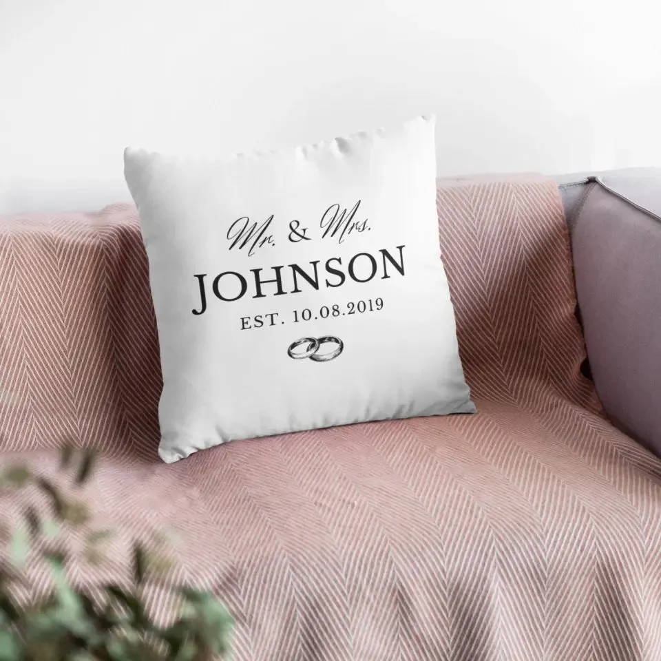Mr. And Mrs. Custom Couple Pillow