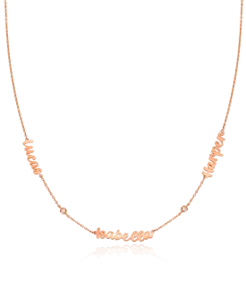 Name Necklace with Diamonds - 18K Rose Vermeil