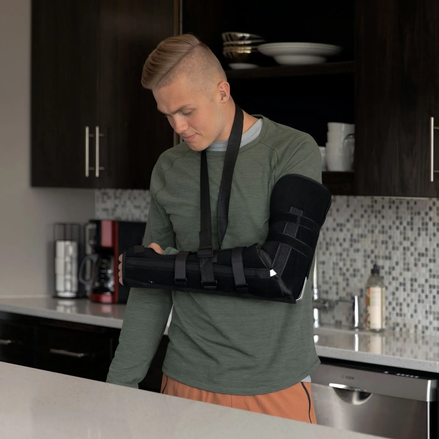 Posterior Long Arm Splint | Elbow Immobilizer Forearm Brace for Fracture Pain Relief With Support Sling