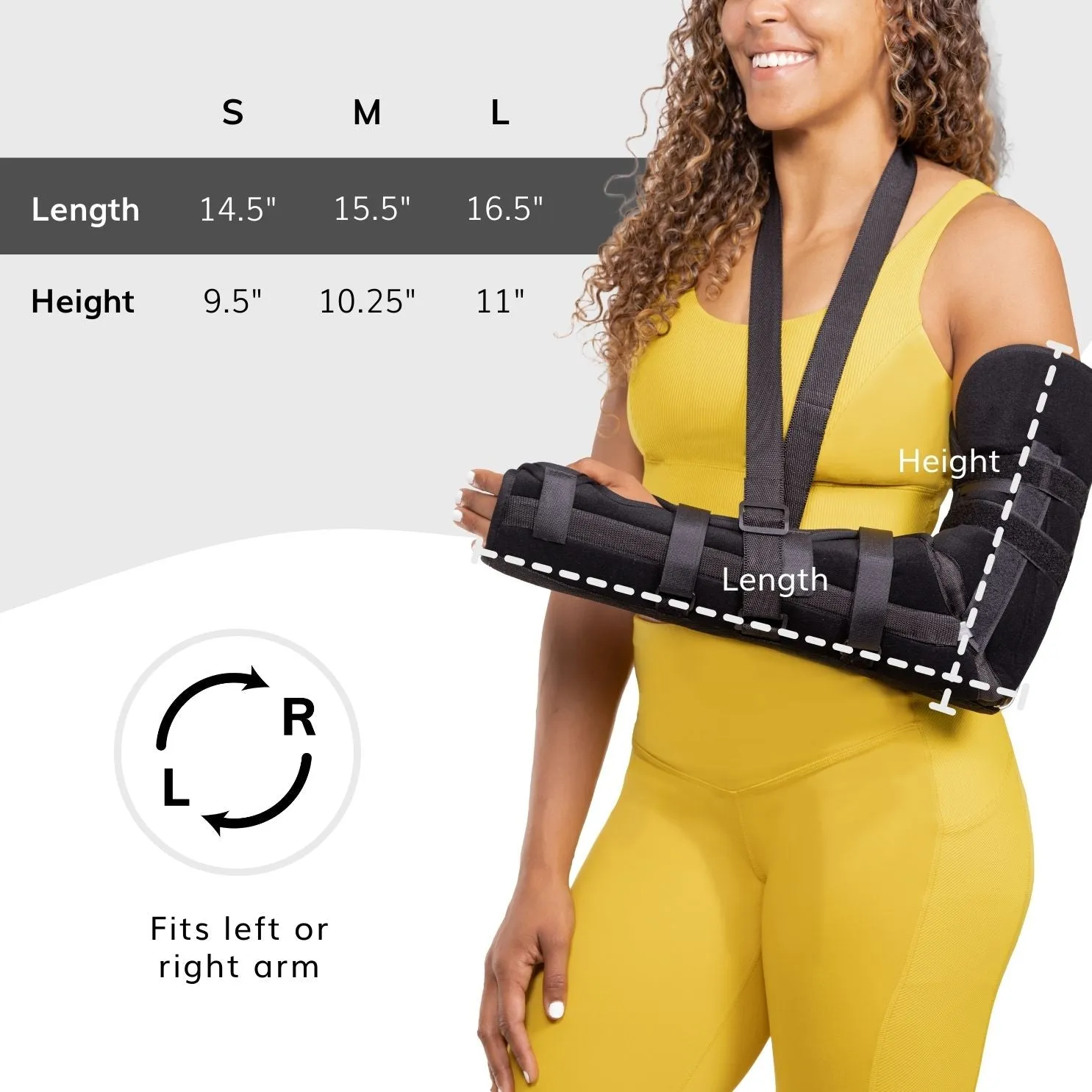 Posterior Long Arm Splint | Elbow Immobilizer Forearm Brace for Fracture Pain Relief With Support Sling