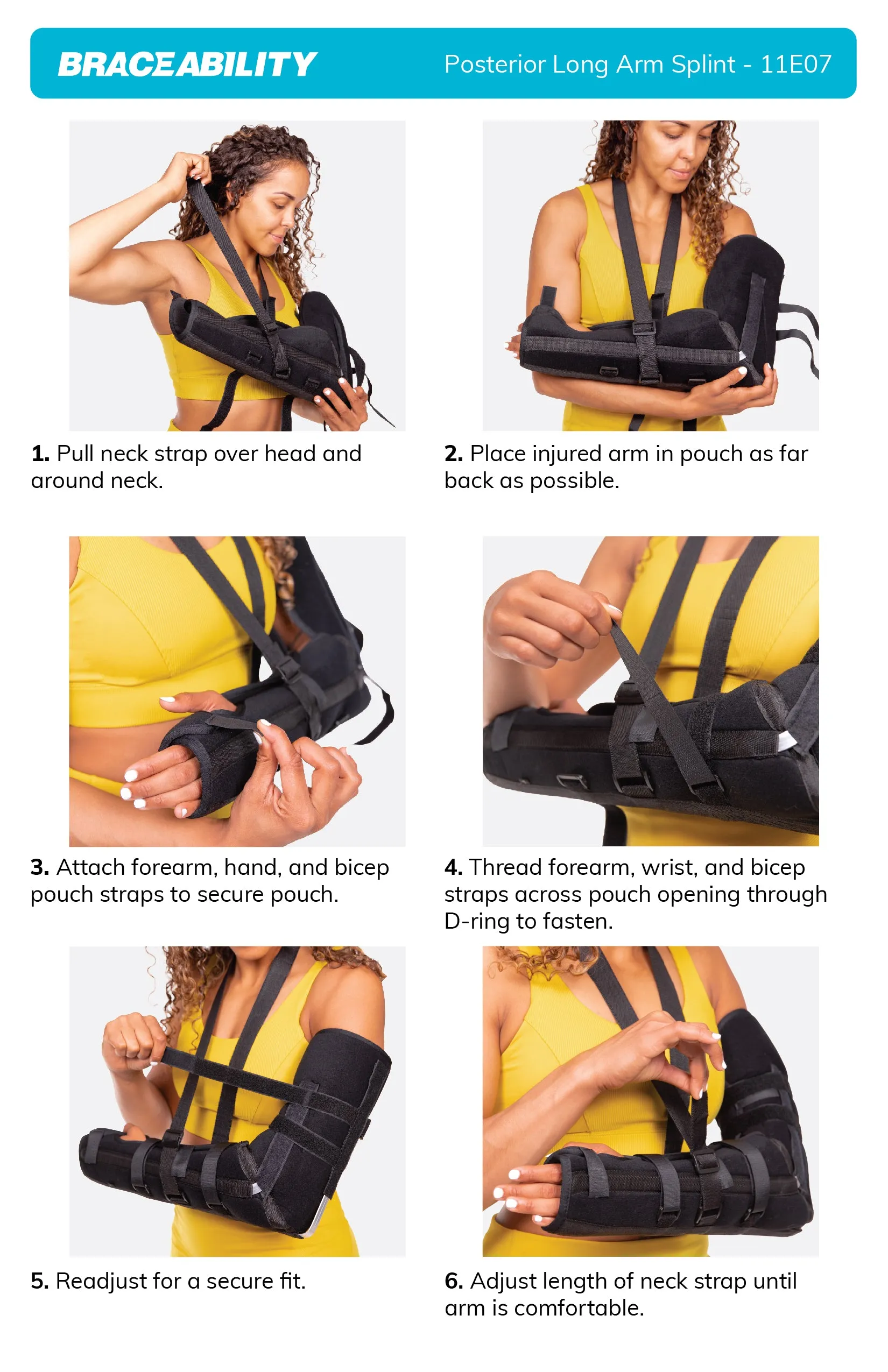 Posterior Long Arm Splint | Elbow Immobilizer Forearm Brace for Fracture Pain Relief With Support Sling