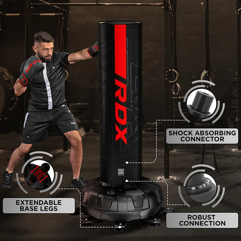 RDX F6 6ft Kara Red & Black Free-Standing Punch Bag With Mitts Set