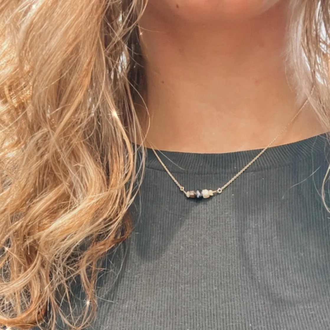 Rustic Diamonds Necklace 14K Yellow Gold