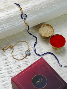 Set Of 2 Blue Evil Eye Fancy Rakhi