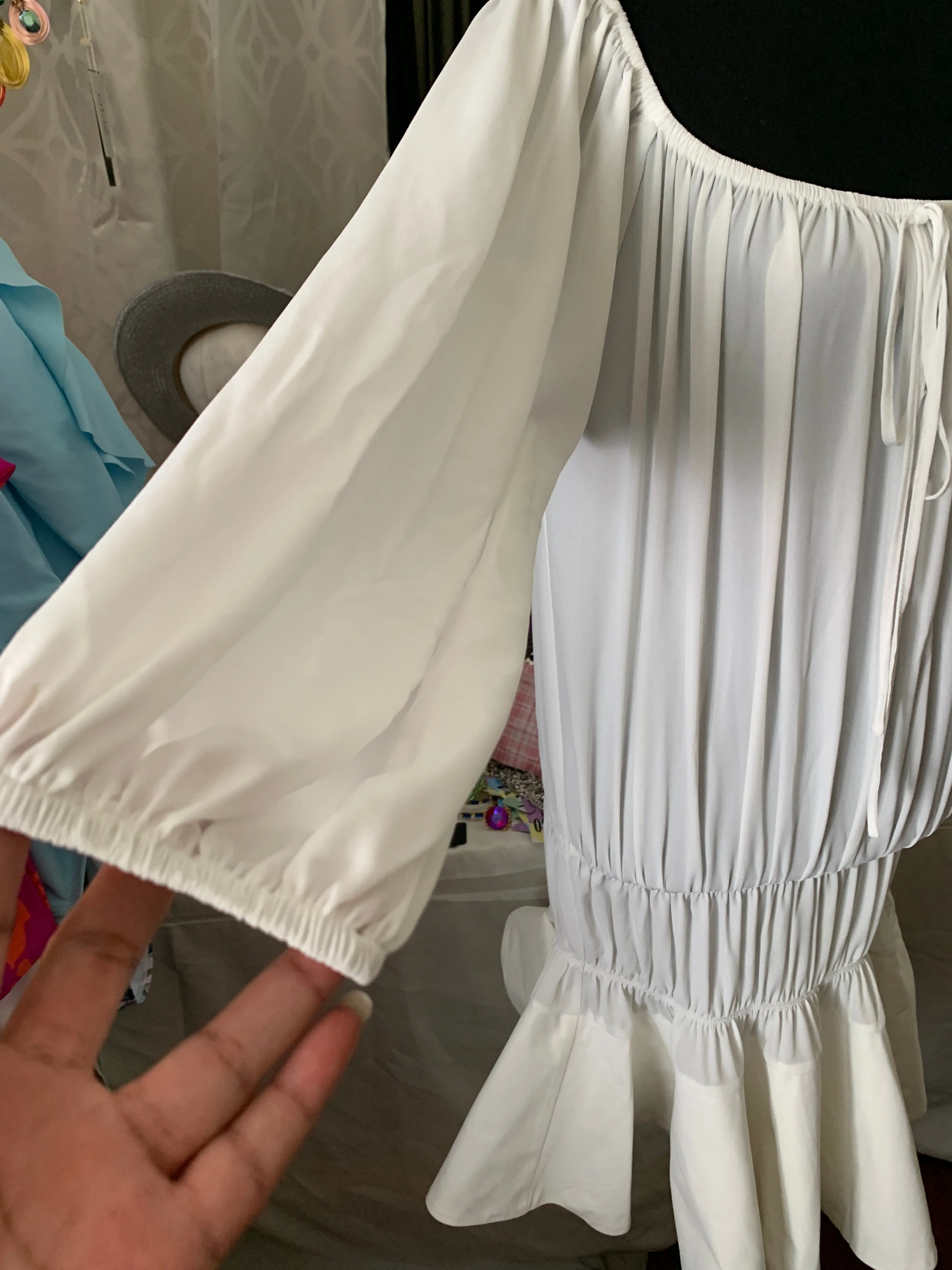 WHITE OFF SHOULDER DRESS